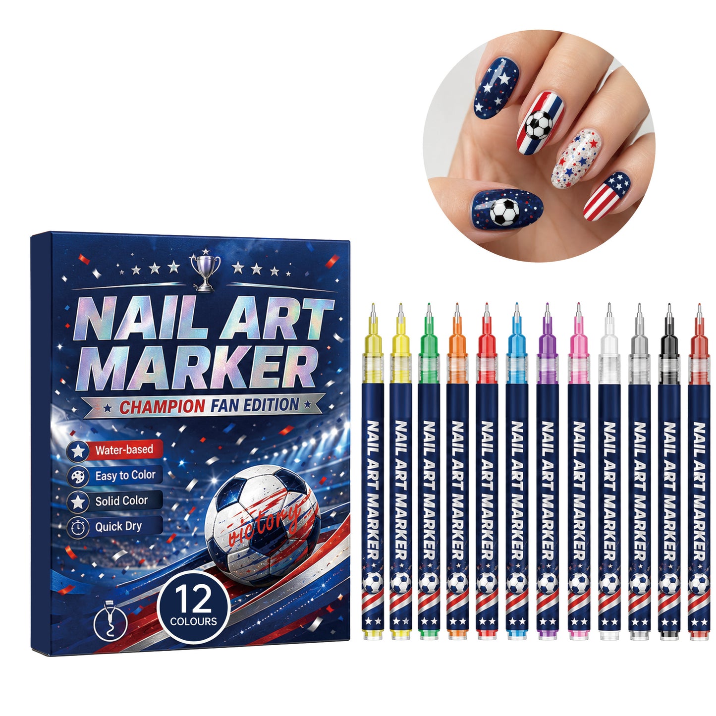 Neanes™12-color fan-themed nail art brushes