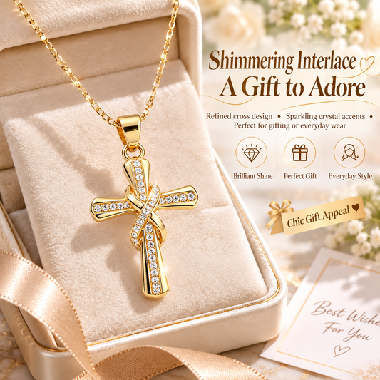 💫 LIMITED TIME 49% OFF! Women's Sparkling Twisted Knot Cross Pendant Necklace – Elegant Faith-Inspired Design with Brilliant Shine ✨
