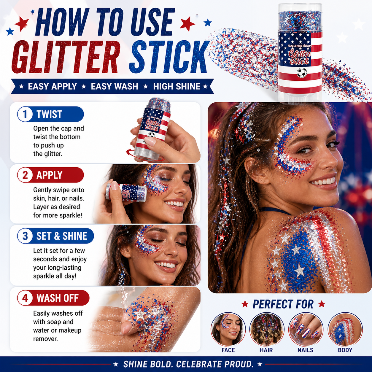 Neanes™4th of July Glitter Stick