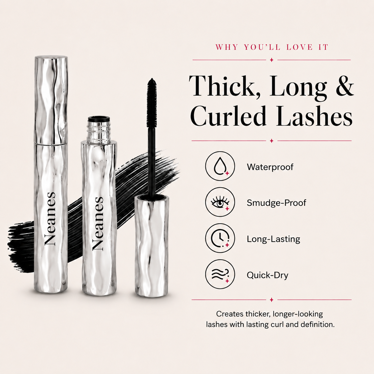 LAST DAY - BUY 1 GET 1 FREE💜Waterproof Curling & Lengthening Mascara
