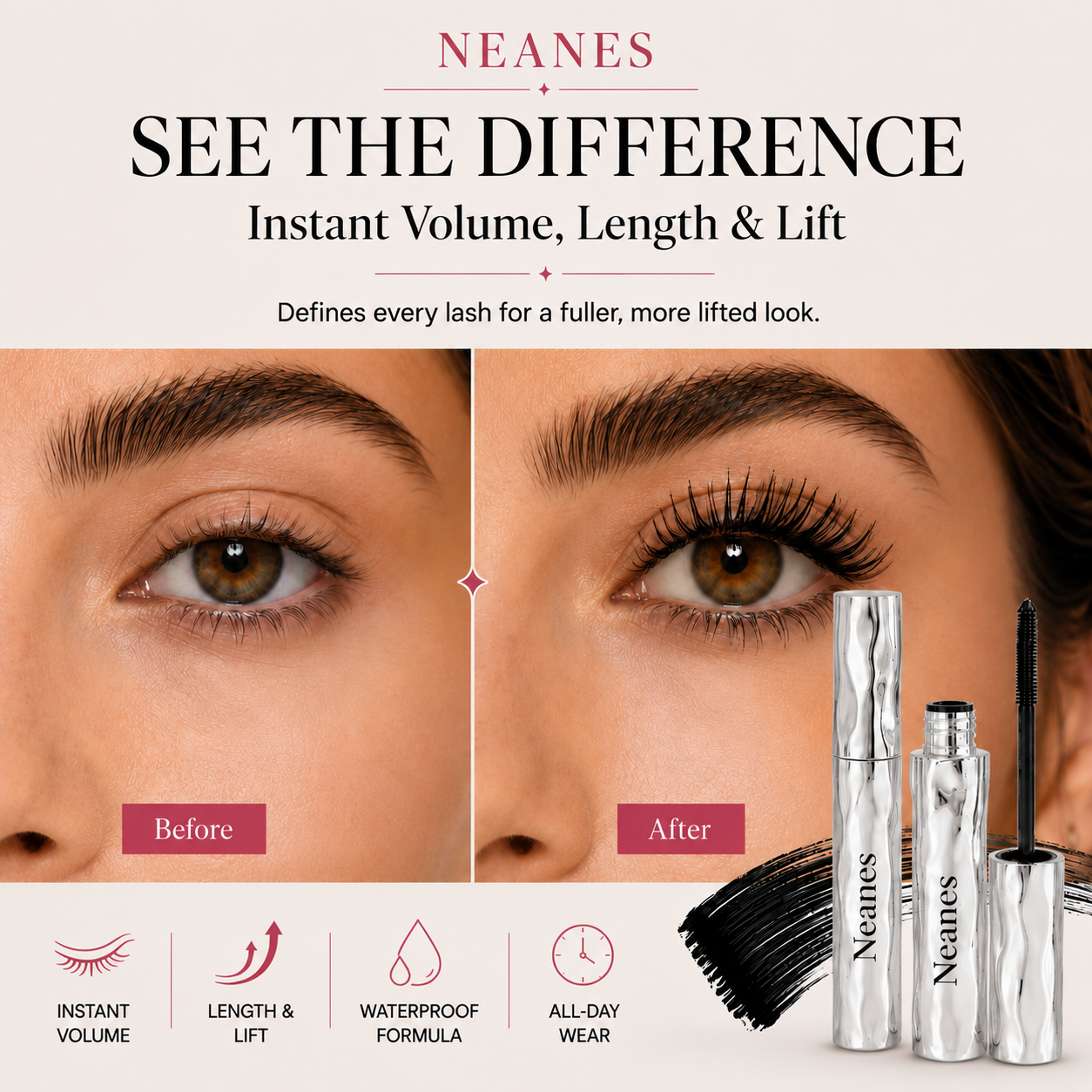 LAST DAY - BUY 1 GET 1 FREE💜Waterproof Curling & Lengthening Mascara