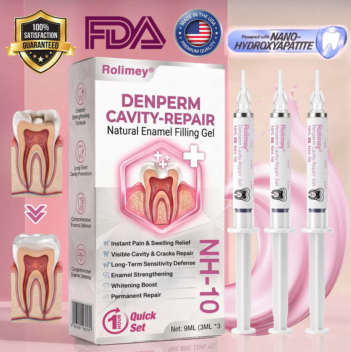 🇺🇸Rolimey® DenPerm Cavity-Repair Natural Enamel Filling Gel（JG）